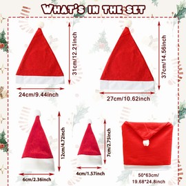 OPVXZAD Pack of 16 Red Christmas Hat, Red Chair Covers Children Adults Christmas Hat Set, Mini Cutlery Table Lollipop Decorative Christmas Hat Set, for Christmas, Holiday, Festival Decoration