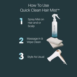 Quick Clean Hair Mist, All Natural Formula, No Rinse Shampoo, Eliminates BuildUp, Odor, Itch & Flakes, Braids, Twists, Locs, Weaves & All Hair Types Stimulates Follicles 8oz