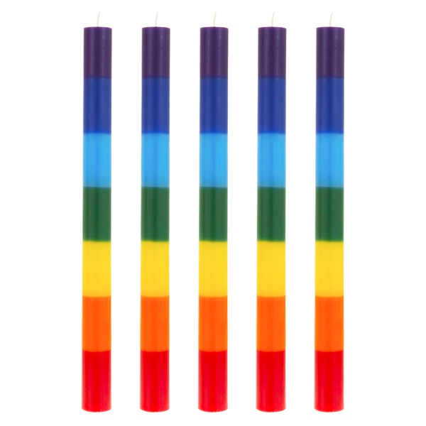 Mega Candles 5 pcs Unscented Multi Color Chakra Straight Taper