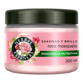 HERBAL ESSENCES, Mascarilla Capilar Nutritiva Suavidad y Brillo Rosa Mosqueta, aroma con notas de rosas, frambuesas y violetas 300 ml