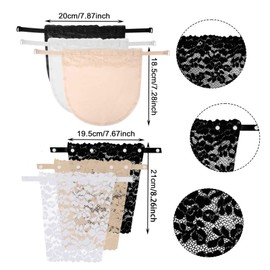 AYNKH 6 Pieces Lady Lace Anti Peep Clip-on Mock Camisole Bra Insert with Invisible Body Tapes, Adjustable Modesty Panel Vest Soft Privacy Coverage Tank Tops for V-Neck Multicolor