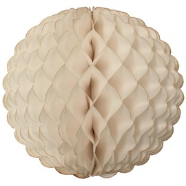 3-Pack 14 Inch Honeycomb Scalloped Tissue Ball Party Decoration (Vintage Ivory (French Vanilla))