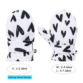 Durio Children's Ski Gloves Windproof Warm Winter Gloves Ski Gloves for Boys and Girls Skiing Black Love 1-2 Years (Tag Size S)