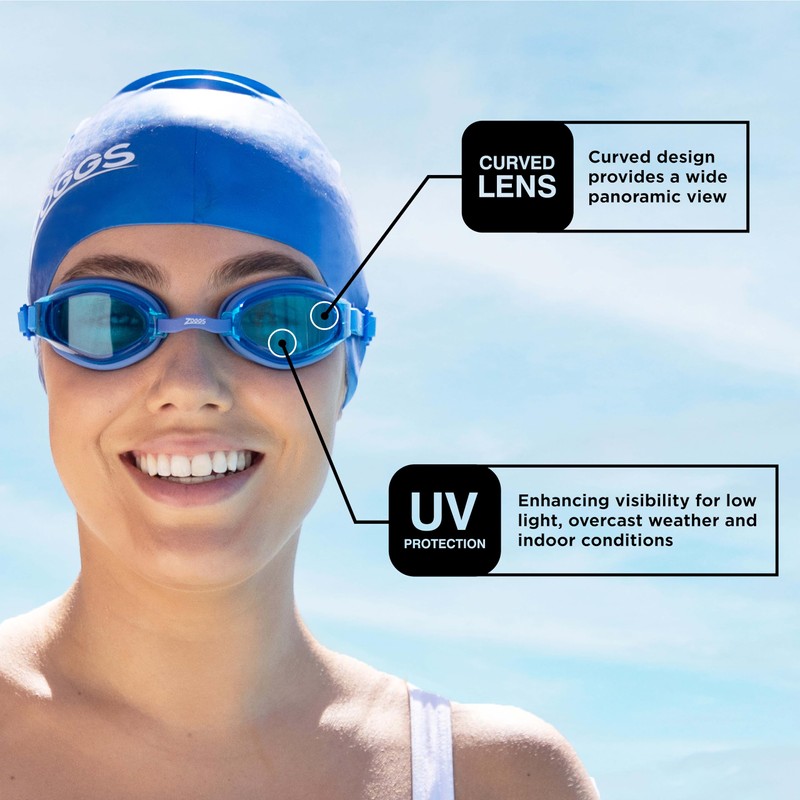 Zoggs Endura Max Unisex Adult Swimming Goggles, Blue/Light Blue/Tint Blue