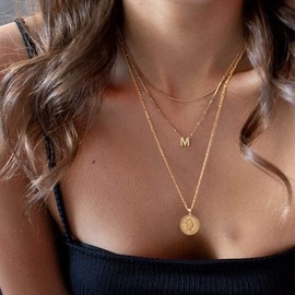 FOCALOOK Women's 18k Gold Plated Letter Chain Necklace Gold Letter G Charms Clavicle Chain Minimalist Initial Pendant Necklace for Women Girls Birthday, Stainless steel, brass, No Gemstone