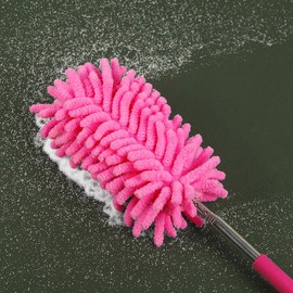 Microfiber Duster for Cleaning, Dusters with Telescoping Extension Pole, Extendable Washable Mini Dusters for Cleaning Supplies Car, Window, Furniture, Office (Rose red 2pack)