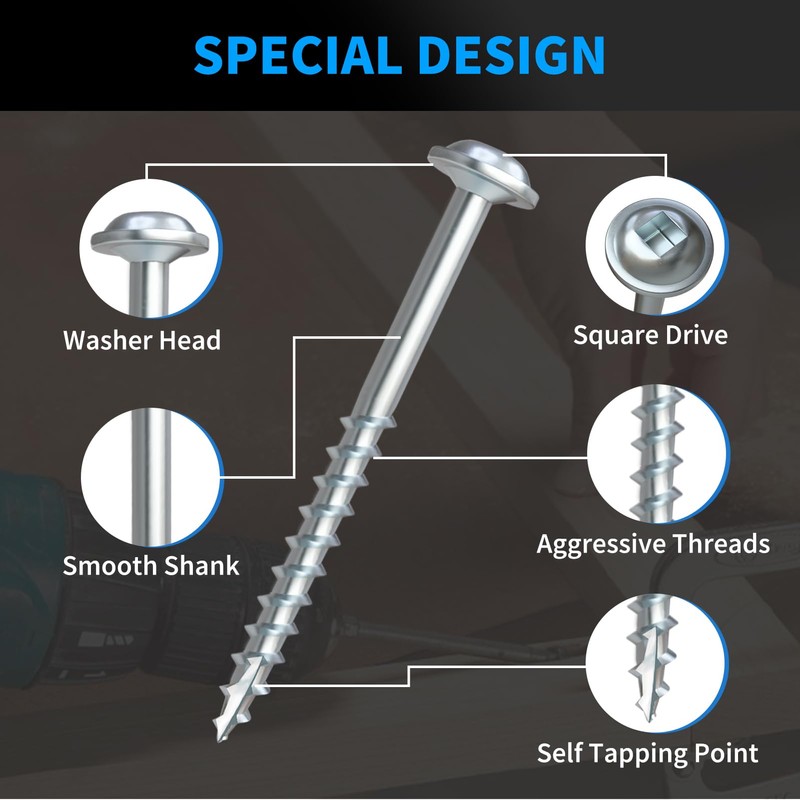 Pocket Hole Screws 1-1/4 Inch, FIXLINK Pocket Screws #8 X