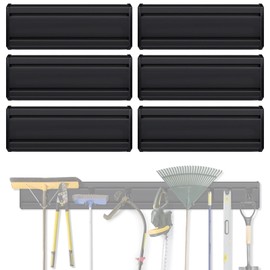 Alffun 6-Pack Slatwall Panels 6" H x 16" L, PVC Garage Wall Organizer, Adjustable Slat Wall Paneling with End Caps, No Cutting, Fit for Small Spaces, Easy Installation, Black