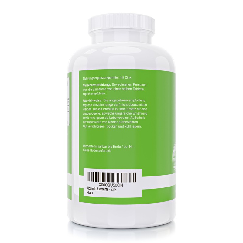 ALP Arella Elements – Zinc 50mg | Family Pack 365 Vegan Tablets Hochdosiert/Made