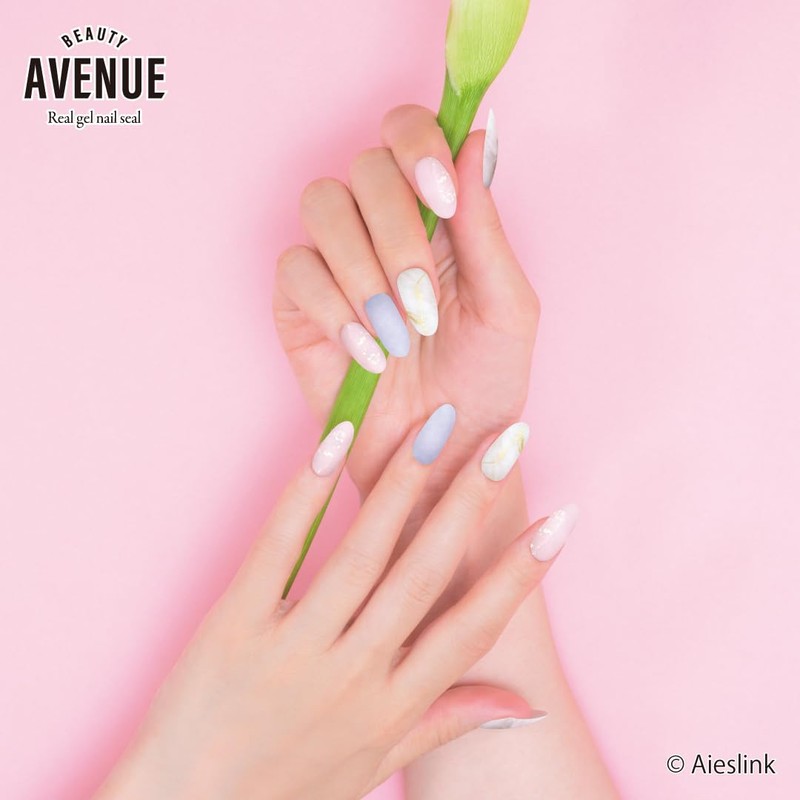 BEAUTYAVENUE Light Free Gel Nail Stickers for Hands, 24 pcs