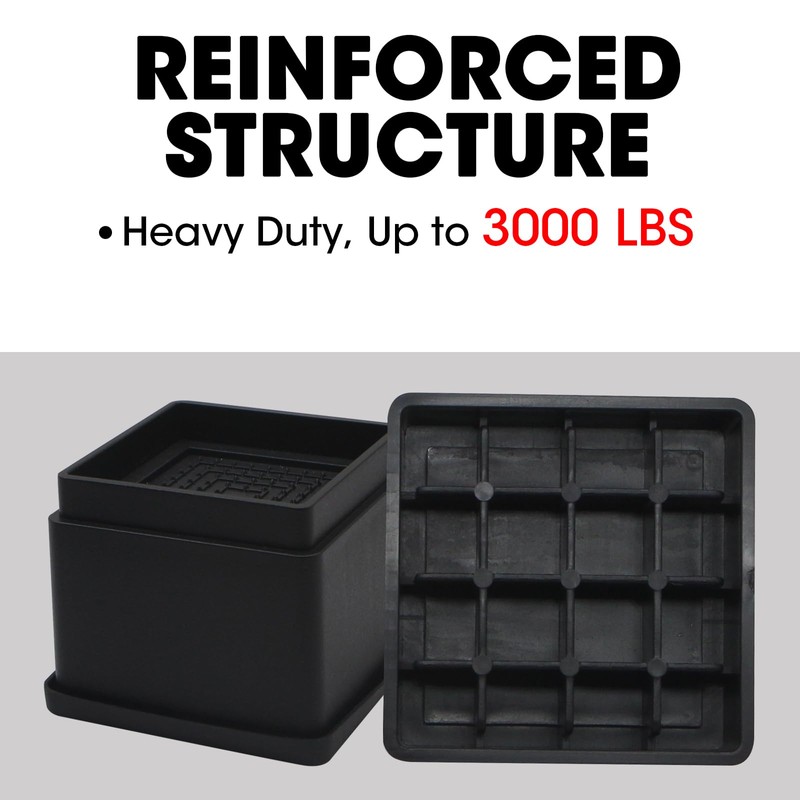 MYMULIKE Stackable Furniture Risers, 2 Inch Bed Risers, 4/6/8 Pack