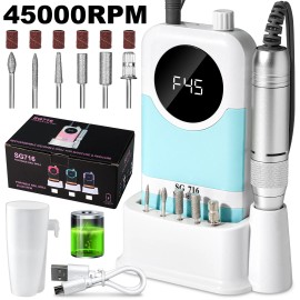Professional 45000 RPM Rechargeable Nail Drill Fast Heat Dissipation Low Noise Portable E File for Gel Polish Removal Manicurecolor: DMJ-SG716-RED-USB