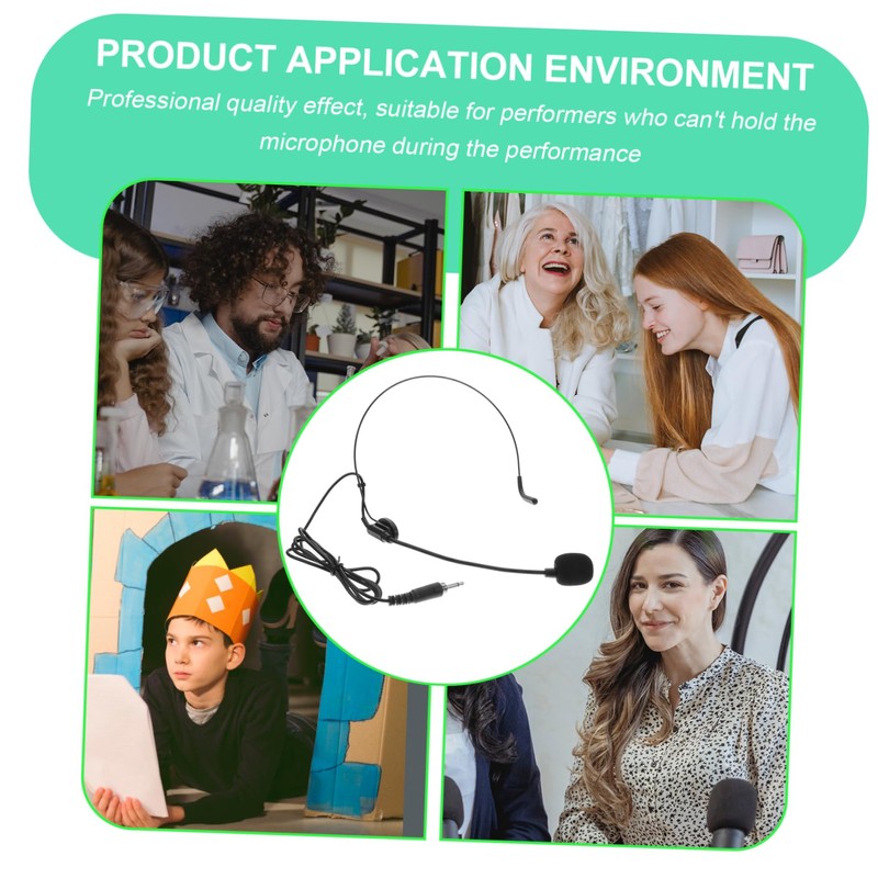 TEHAUX Lightweight Overhead Head Microphone with Connector Comfortable Headset Mic