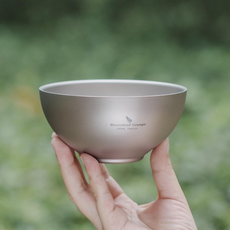 Boundless Voyage Outdoor Titanium Double-Wall Bowl Camping Hiking Picnic Home