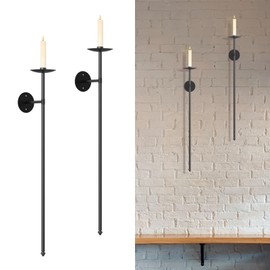 OYEFLY 2 Pcs Large Wall Candle Holder,Wall Mount Metal Candle Holders Decor (Black)