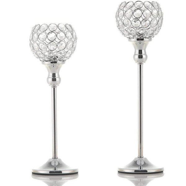 FÁCIL&VIVIR Juego de Portavelas Candelabro Cristal 2 Piezas para Boda