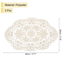 sourcing map 2Pack Retro Lace Placemat 12x18-in Oval Embroidered Table Place Mats French Crochet Doilies Coasters Cup Mat for Home Wedding, Khaki