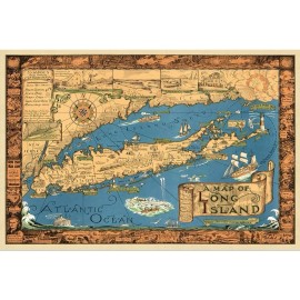 Homeroots 20" X 30" Vintage 1933 Map Of Long Island Wall Art