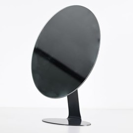 NEZZOE Oval Makeup Mirror, 12 Inch Metal Desk Mirror, Frameless Table Mirror with Stand, Counter Vanity Mirror