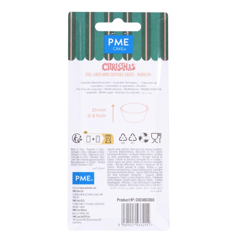 PME Christmas Mini Foil Coated Cupcake Cases - Rudolph (Pack