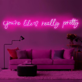 You're Like Really Pretty Neon Signs, Neon Light for Wall Decor,Light Up Sign for Wedding, Engagement,Neon Signs for Bedroom Decor（Super Large Style）