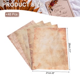 QUARKZMAN 48 Sheets Vintage Paper, Parchment Paper, Standard Printer Paper, Double-Sided Old Paper with Folds, 11 x 8 Inches, Light Brown, for Scrapbooking, Gift Wrapping, Certificates