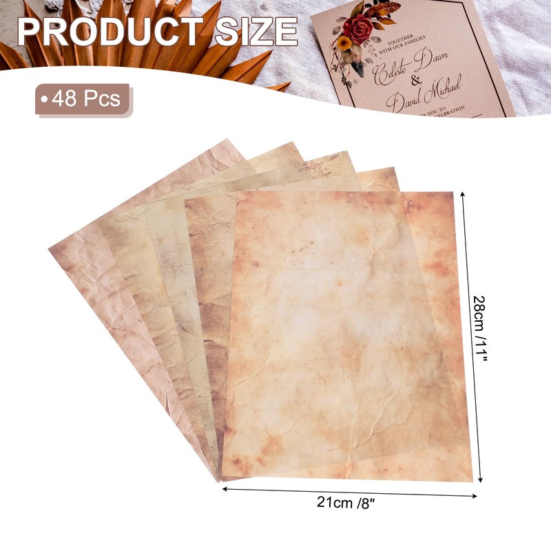 QUARKZMAN 48 Sheets Vintage Paper, Parchment Paper, Standard Printer Paper,
