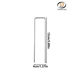 uvbws 15PCS Silver 6inch Garden Landscape Nails, Galvanized Steel Needle Rust Proof Stakes, Fixed Weed Barrier Fabric Ground Cover, Stakes for Fixing Fences and Artificial lawns.