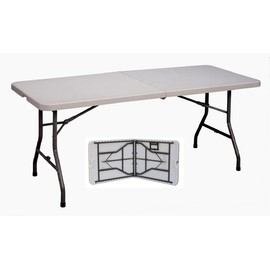Correll CP3072FM Light Weight Blow Molded Fold in Half Table, For Easy Transportation, Rectangular, 30"x72", Gray Granite