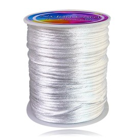 Ewparts White Nylon String for Bracelet Making 2mm 110Yard Rattail Satin Nylon Cord Bracelet String for Jewelry Making Necklace Trim Cord Beading Lanyard String Chinese Knotting Silk Cord 2mm