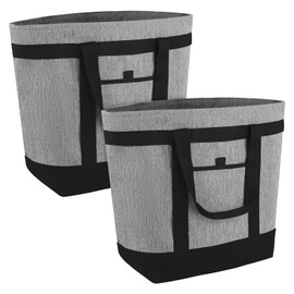 Insulated Reusable Tote Bag for Grocery Shopping for Women/Men, Waterproof Cooler Bags for Travel/Beach/Picnic, Pizza/Food Delivery Bag to Keep Food Cold/Hot (Cationic Cloth, Grey，2-Pack)