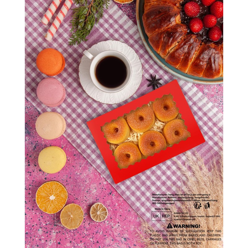 Gcardist 15Pcs Red Cookie Box with Window 22.9x15.2x6.4cm Pastry Macaron