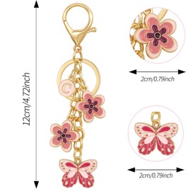 Yeeyeow Cute Initial Letter Flower and Butterfly Keychain for Women Purse Charms Bag Charms for Handbag Backpack(Pink C)