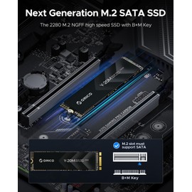 ORICO M.2 2280 SATA SSD, 2TB Internal M.2 SSD with B+M Key for Desktop/Laptop, SATA III 6Gbps NGFF Solid State Drive Low Power Consumption with 3-Year After Sale Service - Y20M