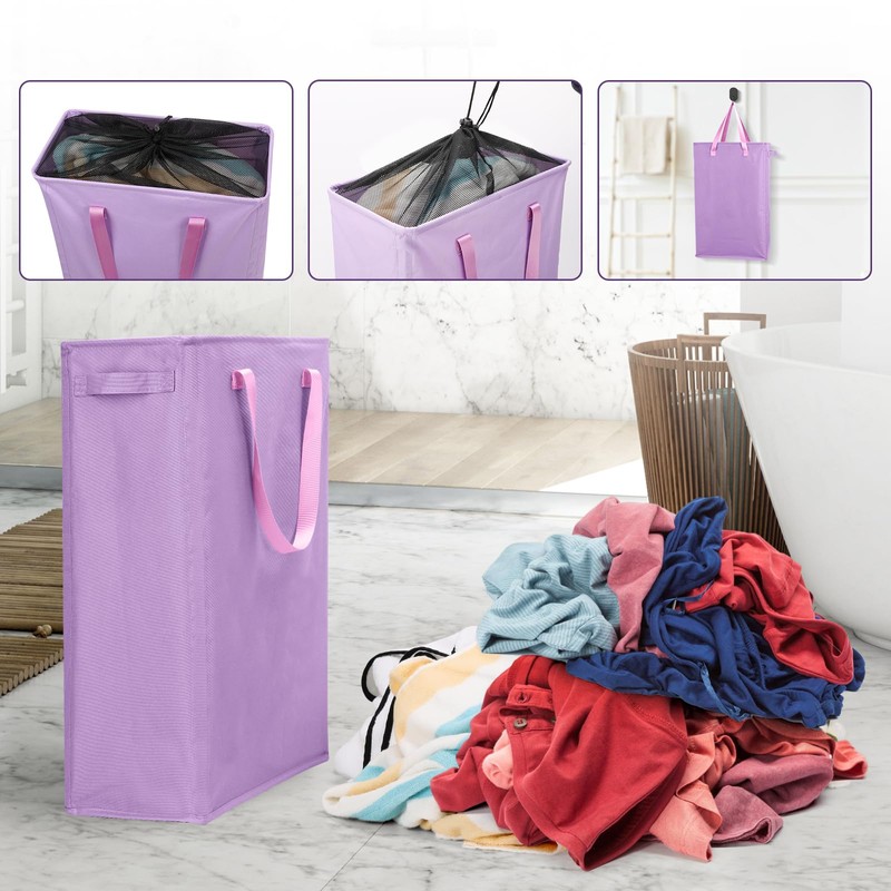Odonata Slim Laundry Hamper Handles Collapsible Laundry Basket Thin Dirty