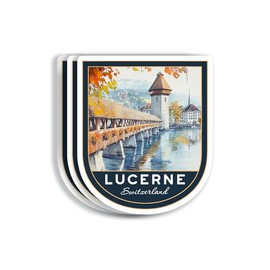 (3 Pcs 3X3) Lucerne Switzerland Stickers - Lucerne Travel Sticker - Switzerland Travel Gift - Lucerne Souvenir - Decals for Luggage - Suitcase - Scrapbook - Laptop - Water Bottle