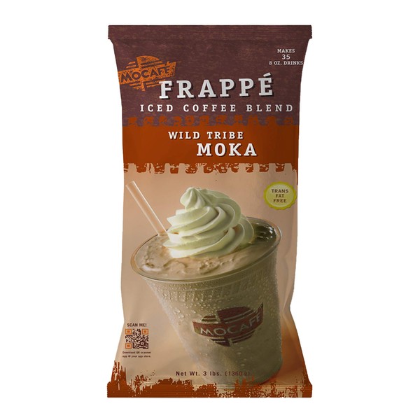 MOCAFE Frappe Wild Tribe Moka Ice Blended Coffee, 3-Pound Bag Instant Frappe Mix, Coffee House Style Blended Drink Used in Coffee Shops