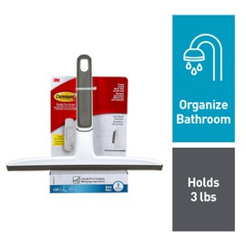 Command Twin Blade Squeegee with Bath Hook & Strip, BATH24-EF, White, 3 lb