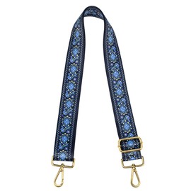 ZANQANO Crossbody Strap for Purses Replacement Adjustable Guitar Multicolor Style Handbag Straps (Vintage flower blue Gold hardware)