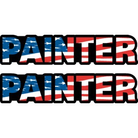 Painter,(2-Pack) US Flag, I Make Decals, Patriot, Patriotic, Hard Hat, Vinyl, Decal, Sticker