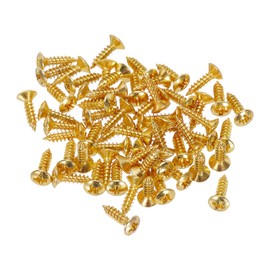sourcing map 60pcs 3MM Electric Guitar Bass Pickguard Screws Scratch Plate Mounting Screw for SQ TL Guitar, Gold