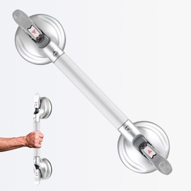 Daren Medical 17-Inch Shower Handle - Upgraded Grab Bar with Strong Suction Cups for Bathtub & Shower Safety, Ideal for Seniors, Elderly, Disabled -Silver