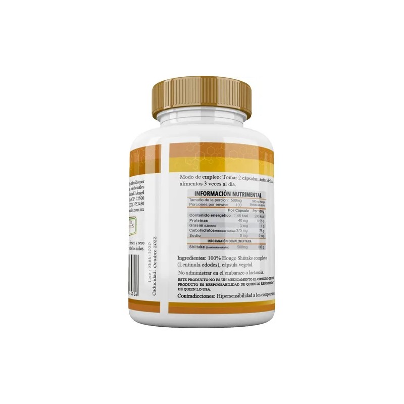 Shiitake Hongo Puro Premium 500mg Organic Shiitake Mushroom Supplement, 100