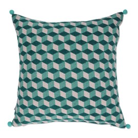Pillow Perfect Indoor Geometric Cubes Turquoise Throw Pillow, Blue, 18 x 18-Inch