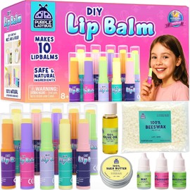 Lip Balm Making Kit for Girls with Natural Ingredients - Cool Birthday Gifts for 10 Year Old Girl, 8 9 10 Year Old Girl Gift Ideas - Skin Care for Kids 8-9 & Up