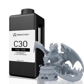 Makercubic³ Washable Resin, Meets The Needs of Some humid environments or Low Temperature, for MSLA DLP LCD Resin High Precision Fast Curing Non-Brittle (Standard Water-Washable 1000g, Grey)
