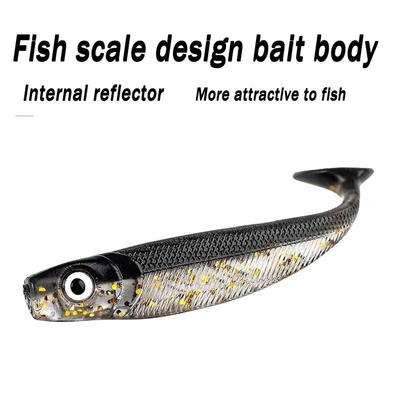 50pcs Soft Plastic Swim Bait Paddle Tail Lures Fishing Lures