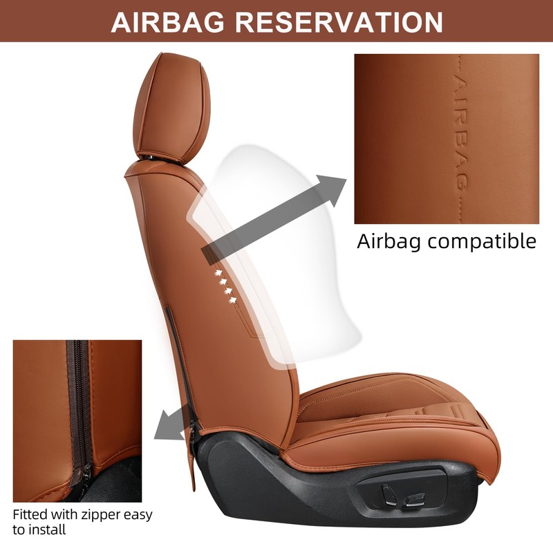 Car Seat Covers Full Set, Breathable Leather Automotive Front and