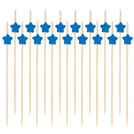 Framendino, 100 Pack Bamboo Cocktail Picks Skewers Toothpicks with Stars Design Fruit Kabob Sticks Decorative for Appetizers Dark Blue