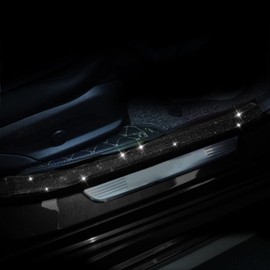 EOHMAK Car Door Sill Protector with Bling Rhinestones 2PCS Car Door Edge Guard Door Sill Scuff Cover Protectors Anti-Scratch Strip Sticker Car Door Bumper Protector for Truck Car 2.75"x23.62" (Black)